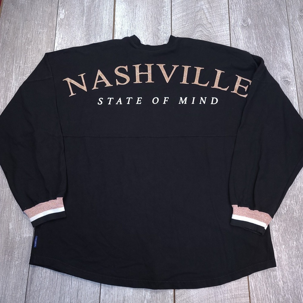 Spirit Jersey Womens Nashville State of Mind Shirt Size XXL Black Long Sleeve